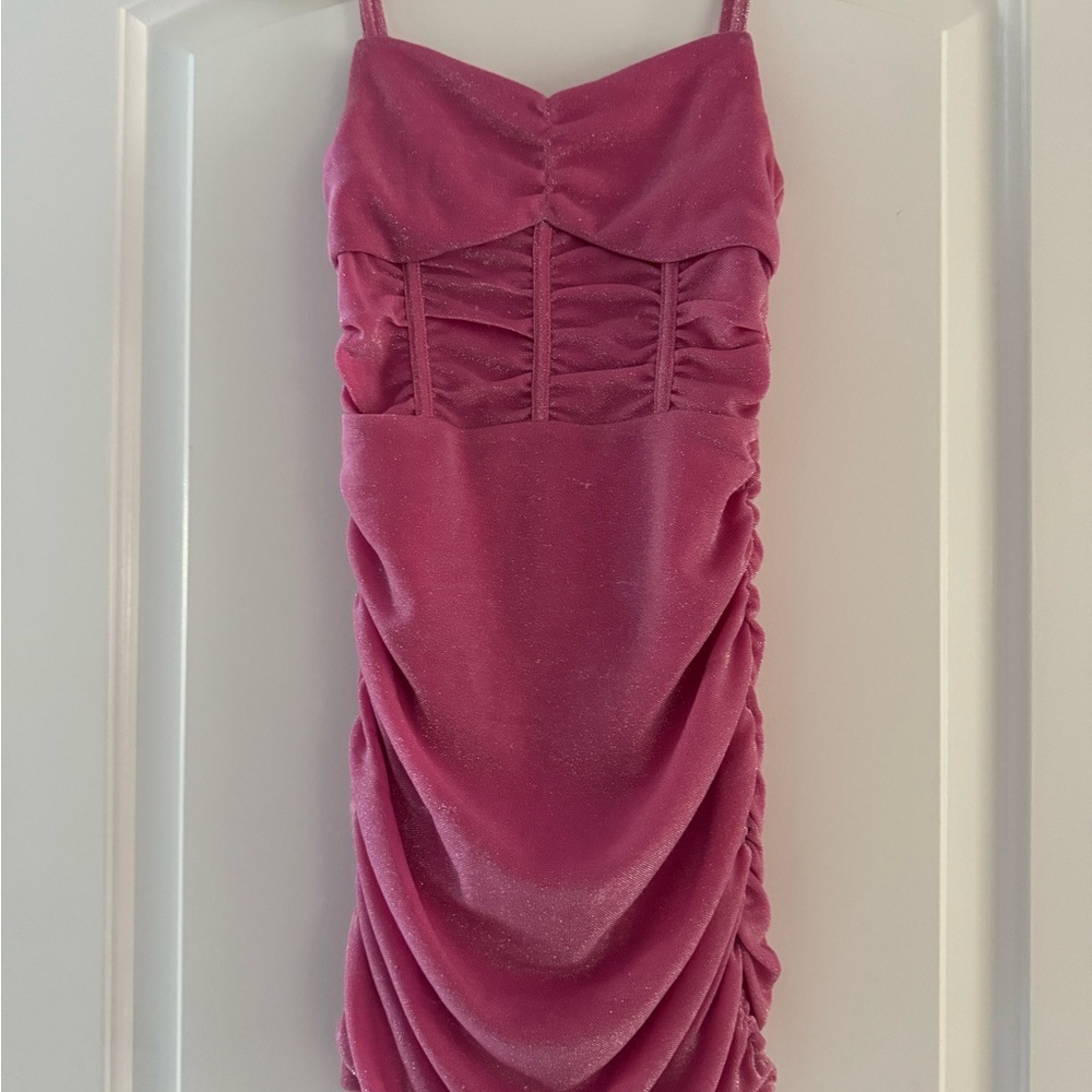 Katie J NYC Pink Ruched Cocktail Dress